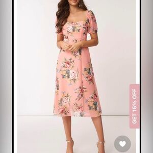 Blush Floral Chiffon Midi Dress